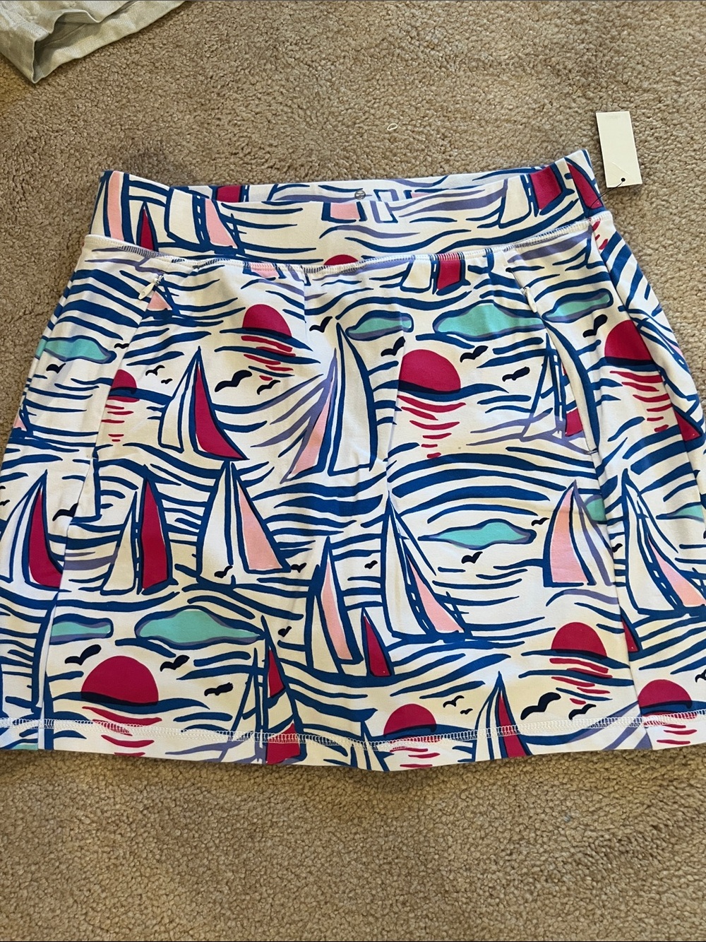 Talbots White Multicolor Sailboat Skort
